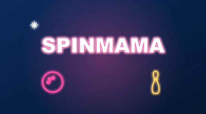 Neonowy napis SpinMama z kulą i kręglem