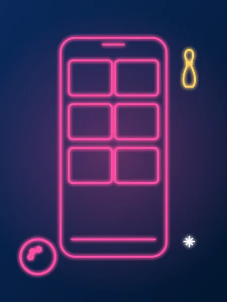 Neonowy smartfon z lobby SpinMama Casino